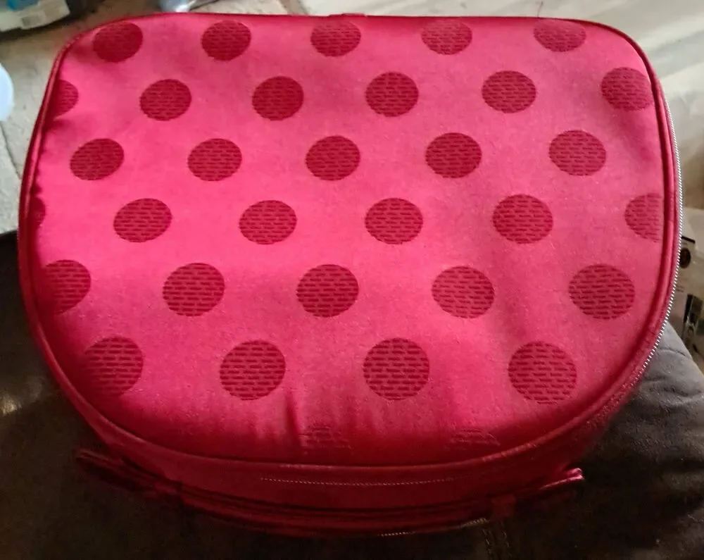 NWOT~Large Estee Lauder Double Side Zippered Red Satin Cosmetic Case